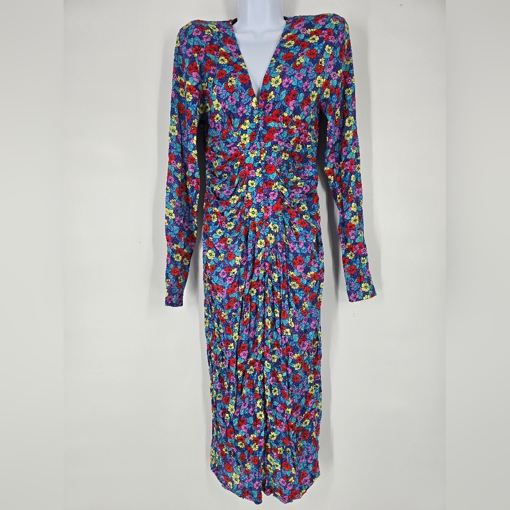 Rotate Birger Christensen Heather Gathered Floral-print Crepe Midi Dress Size 2